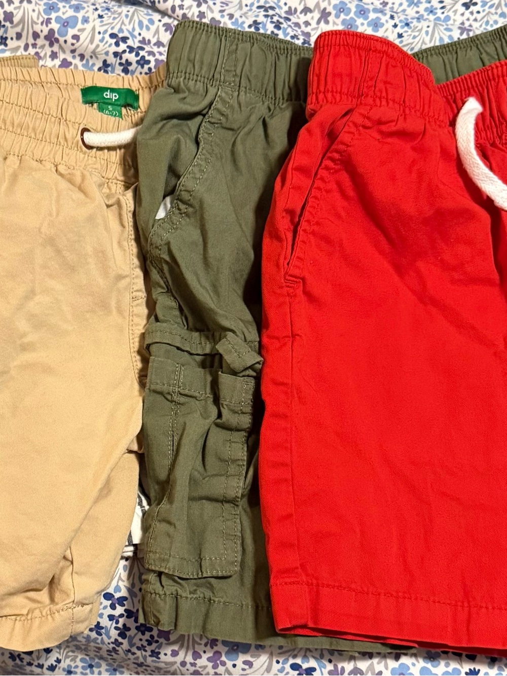 Dip Kids Elastic  Waist Shorts Pack - Red, Olive, Tan, Beige, Striped| set of 5 - Picture 3 of 15